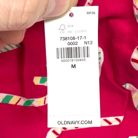 Old Navy Flannel Pajama PJ Pants Candy Cane Print Hot Pink Women's Medium NWT - Picture 5 of 6